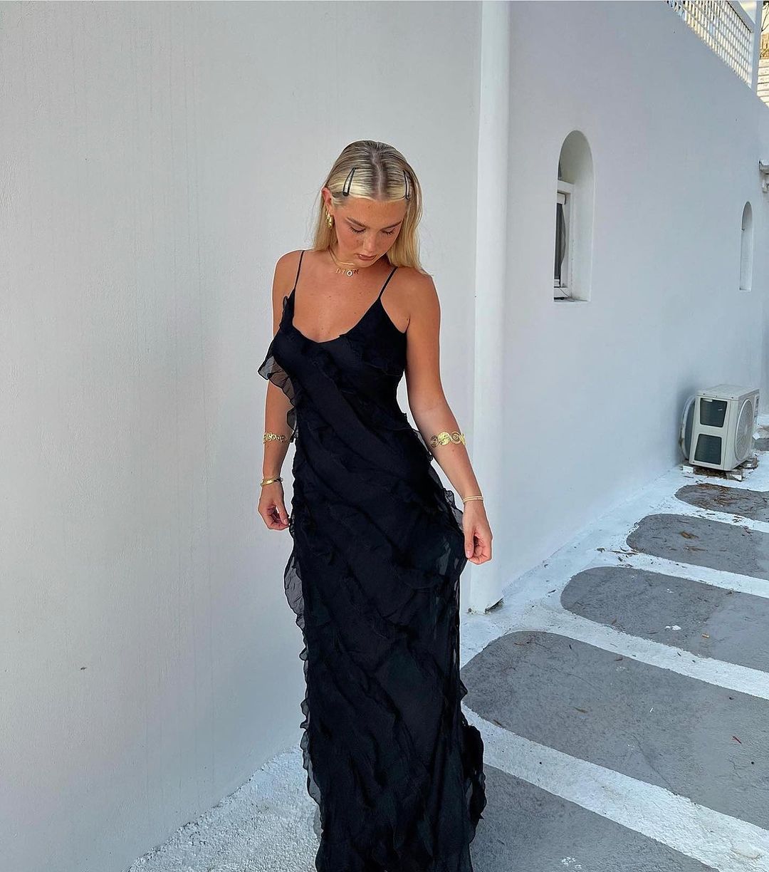 Elena | Elegant Ruffled Maxi Dress