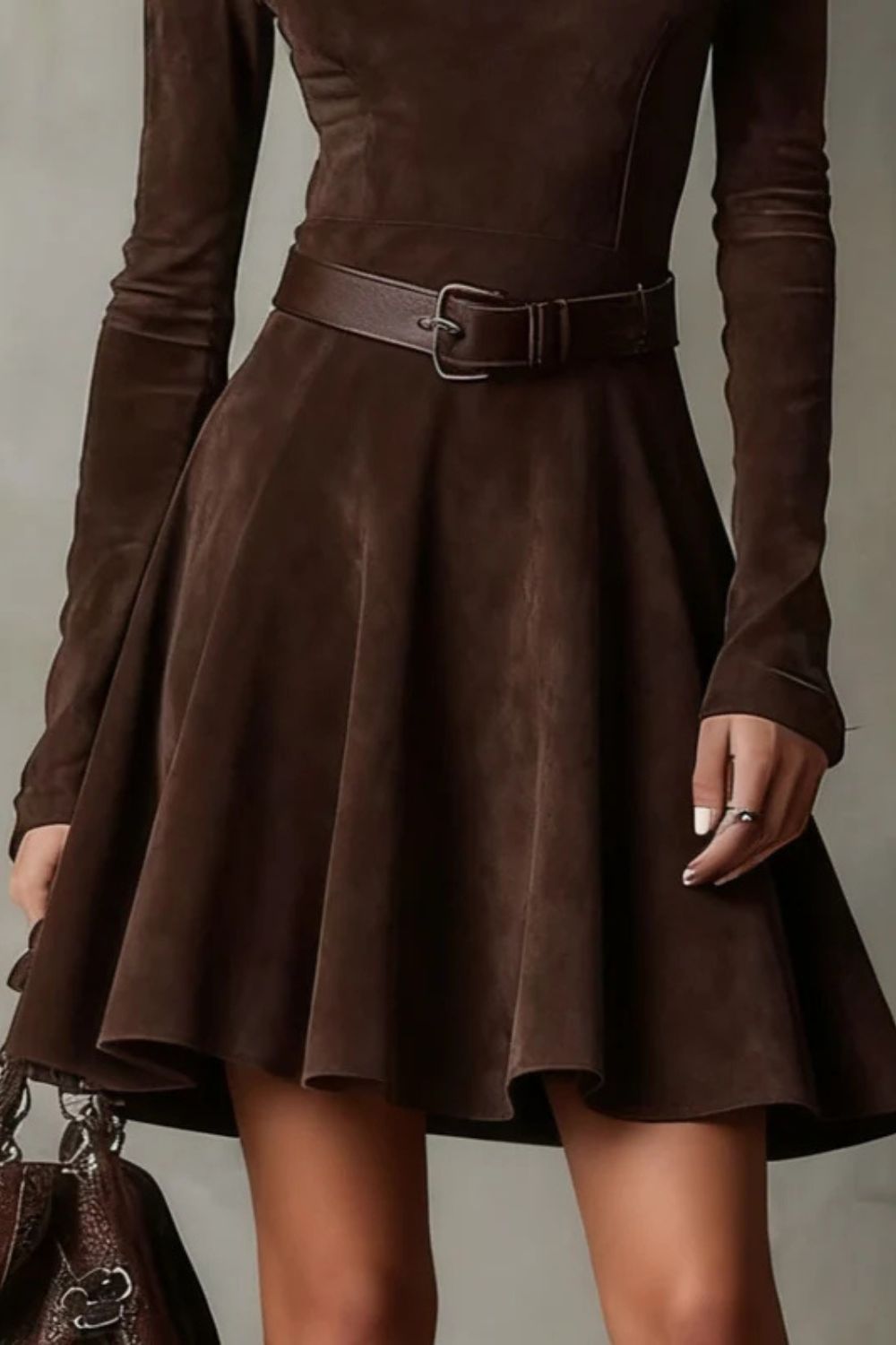 Cavellina – Belted suede effect – Mini dress (Belt included)