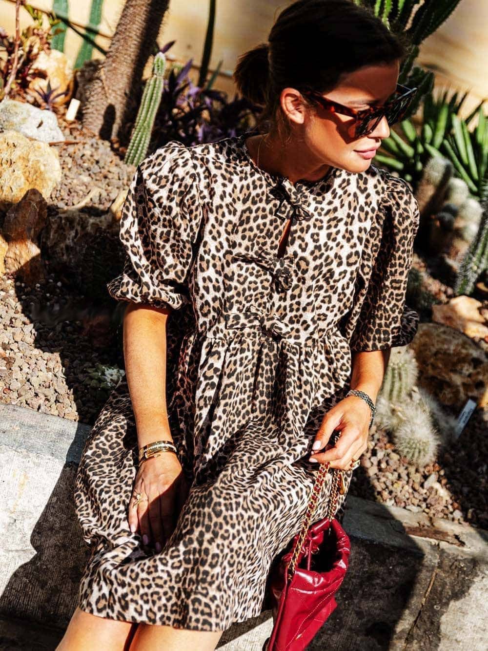 Indira | Elegant Leopard Print Dress