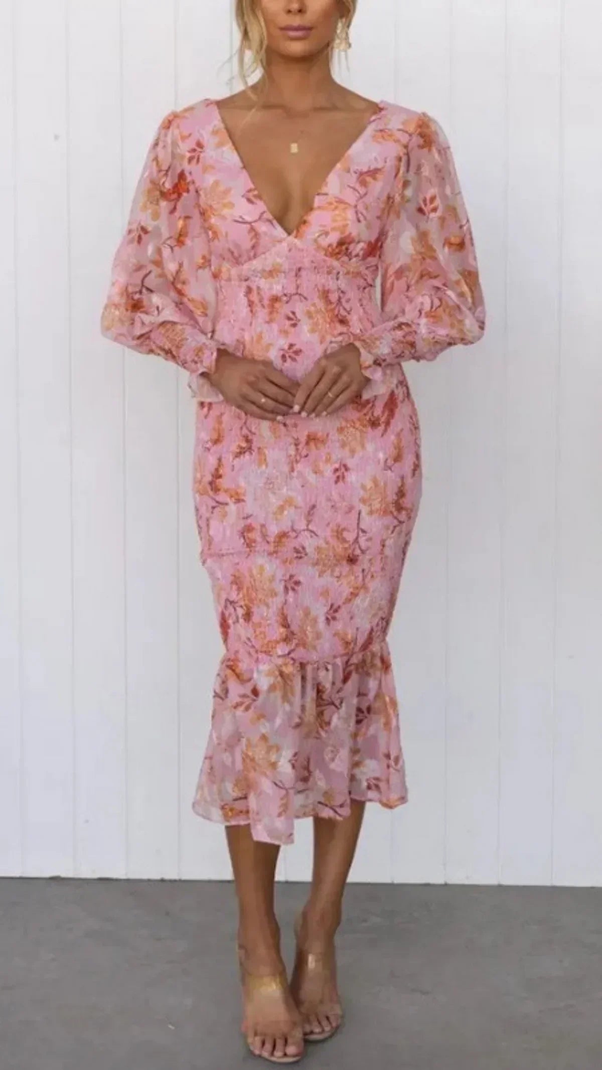 Elena | Floral Print Midi Dress