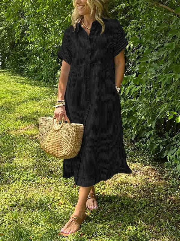 Anya | Striped Cotton Shirt Dress