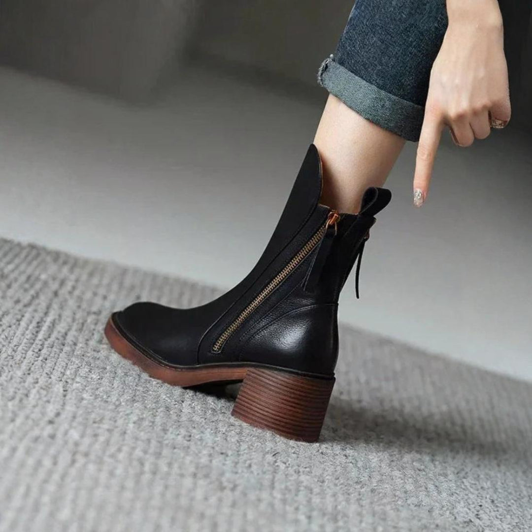 Amara | Elegant Leather Ankle Boots