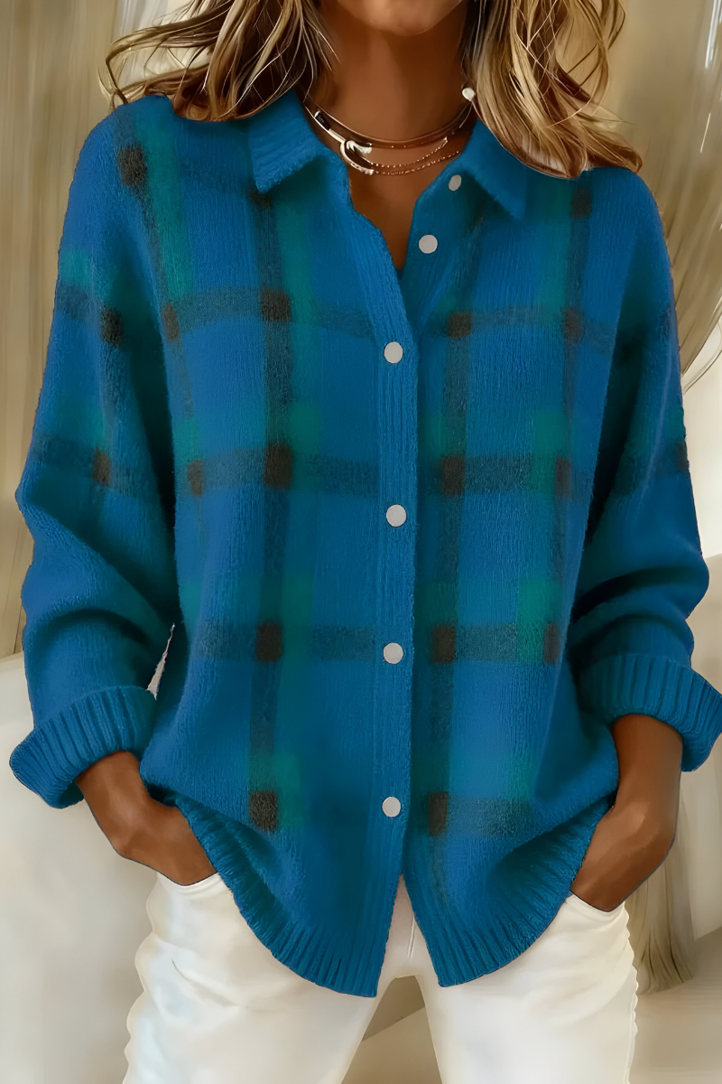 Thalia | Checked Knit Cardigan