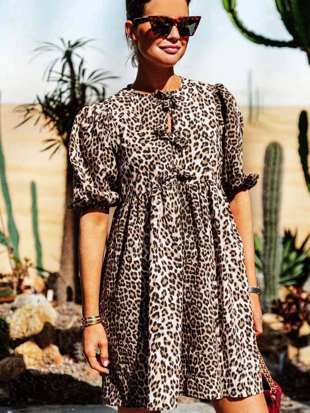 Indira | Elegant Leopard Print Dress