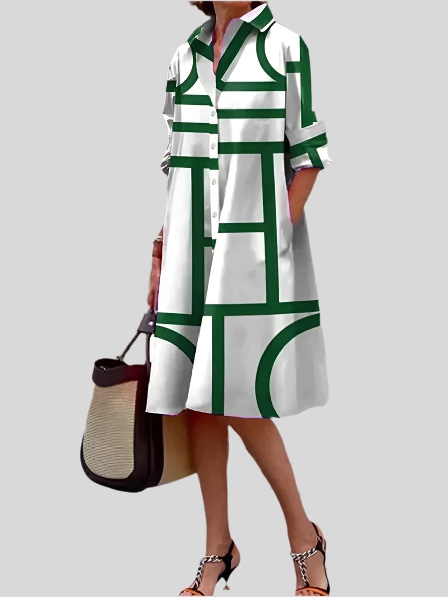 Helena | Geometric Print Midi Dress