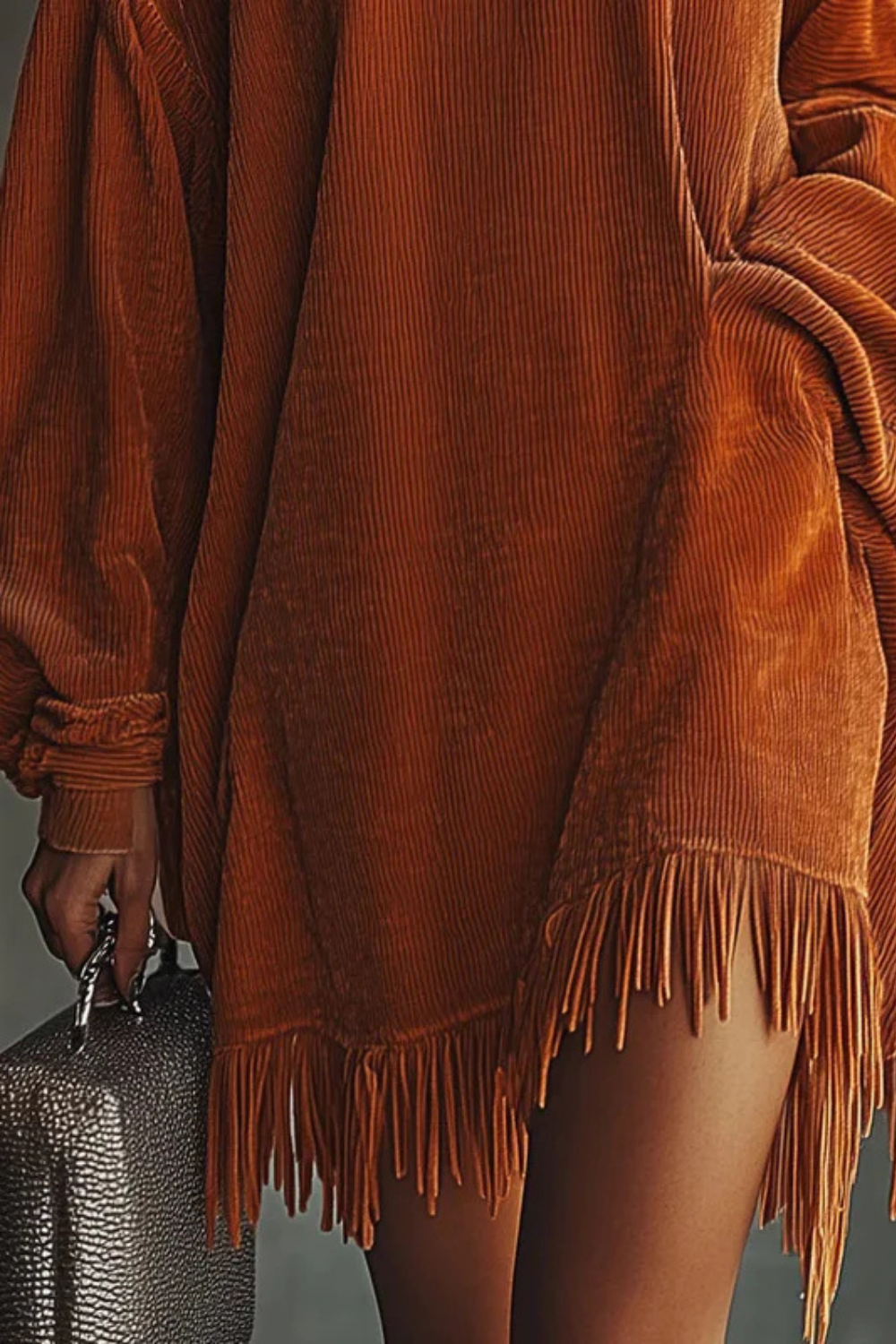 Castellaine – Fringed charm – Turtleneck mini dress