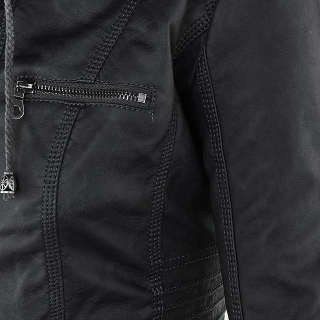 Isolde | Elegant Hooded Leather Jacket