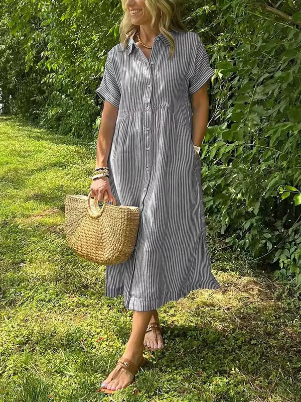 Anya | Striped Cotton Shirt Dress
