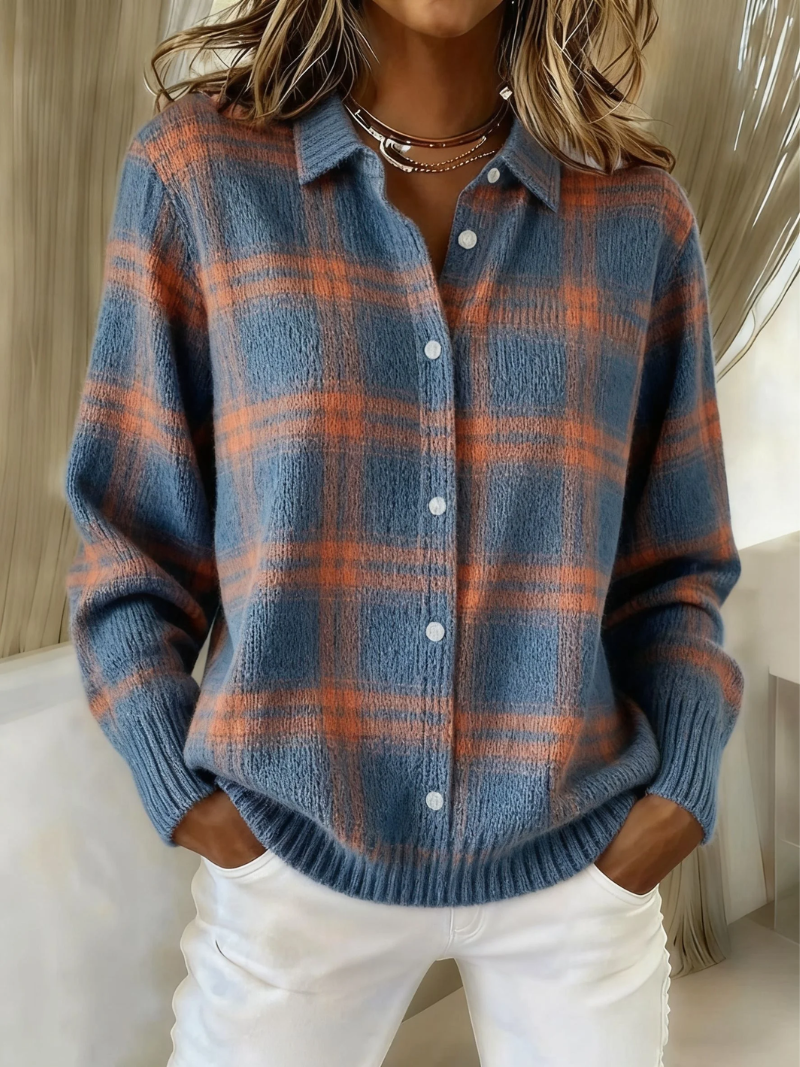 Thalia | Checked Knit Cardigan