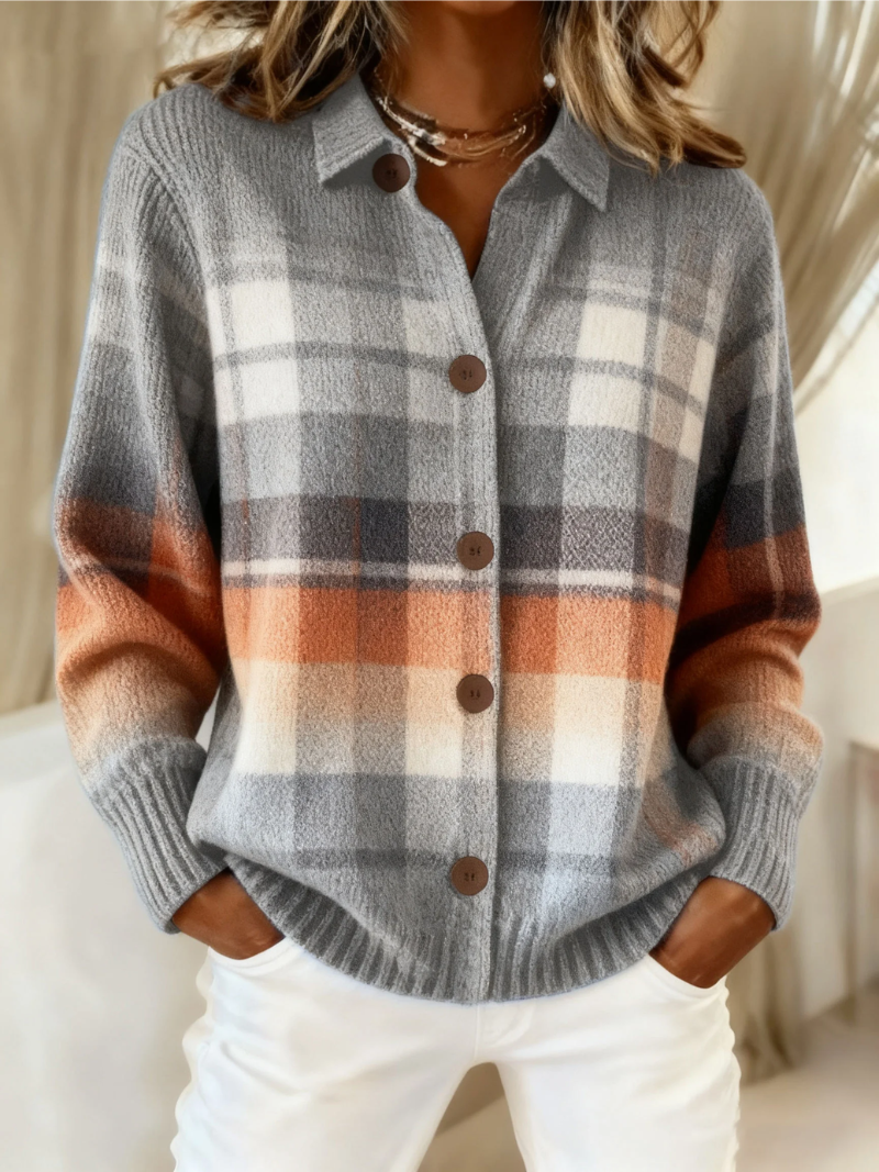 Thalia | Checked Knit Cardigan