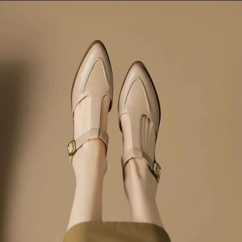 Elena | Classic Leather Buckle Shoes