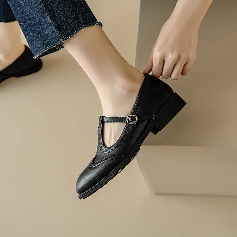 Lysandra | Polished T-Strap Shoes