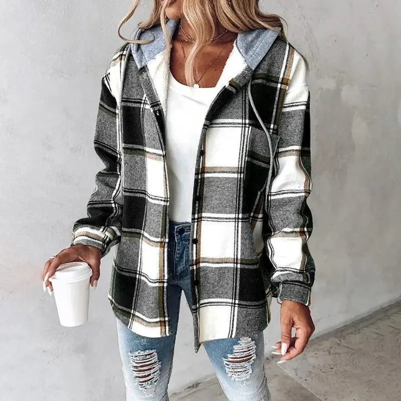 Seraphine | Checked Hooded Shacket