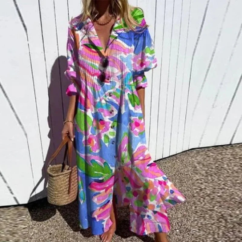 Marina | Bohemian V-Neck Maxi Dress