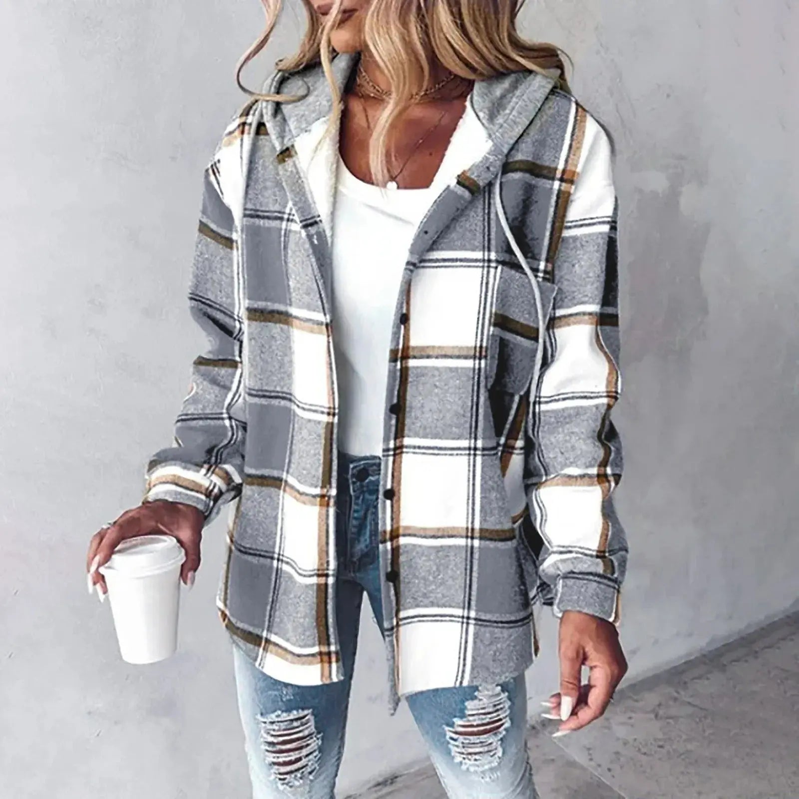 Seraphine | Checked Hooded Shacket