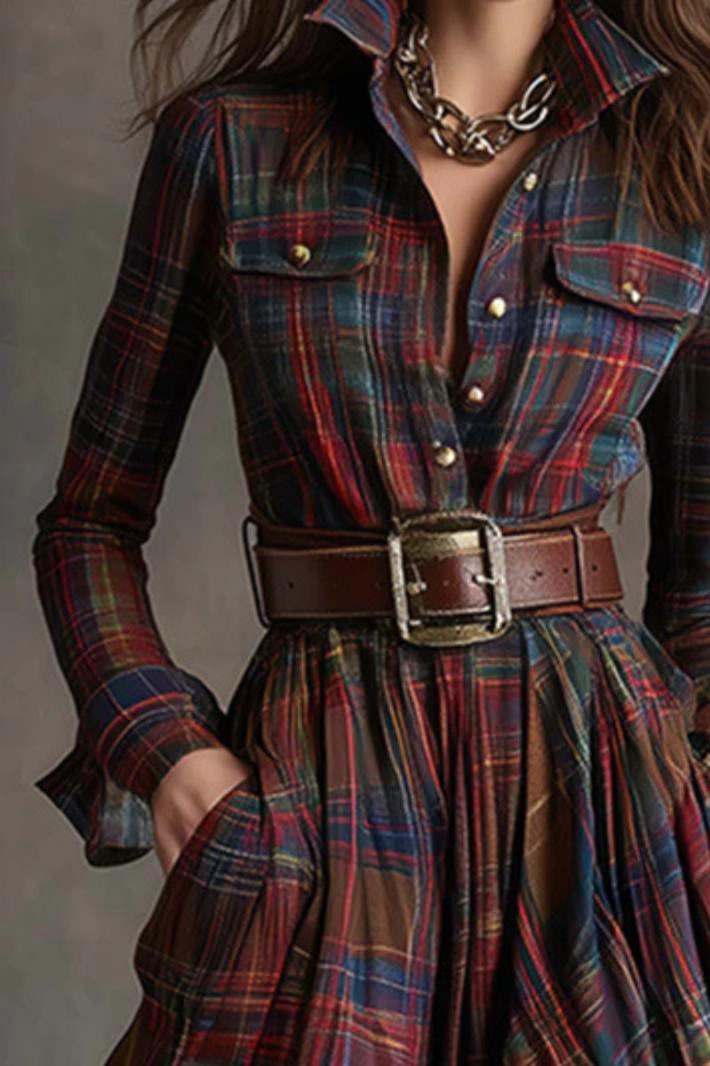 Velerine – Highland charm – Plaid maxi shirt dress
