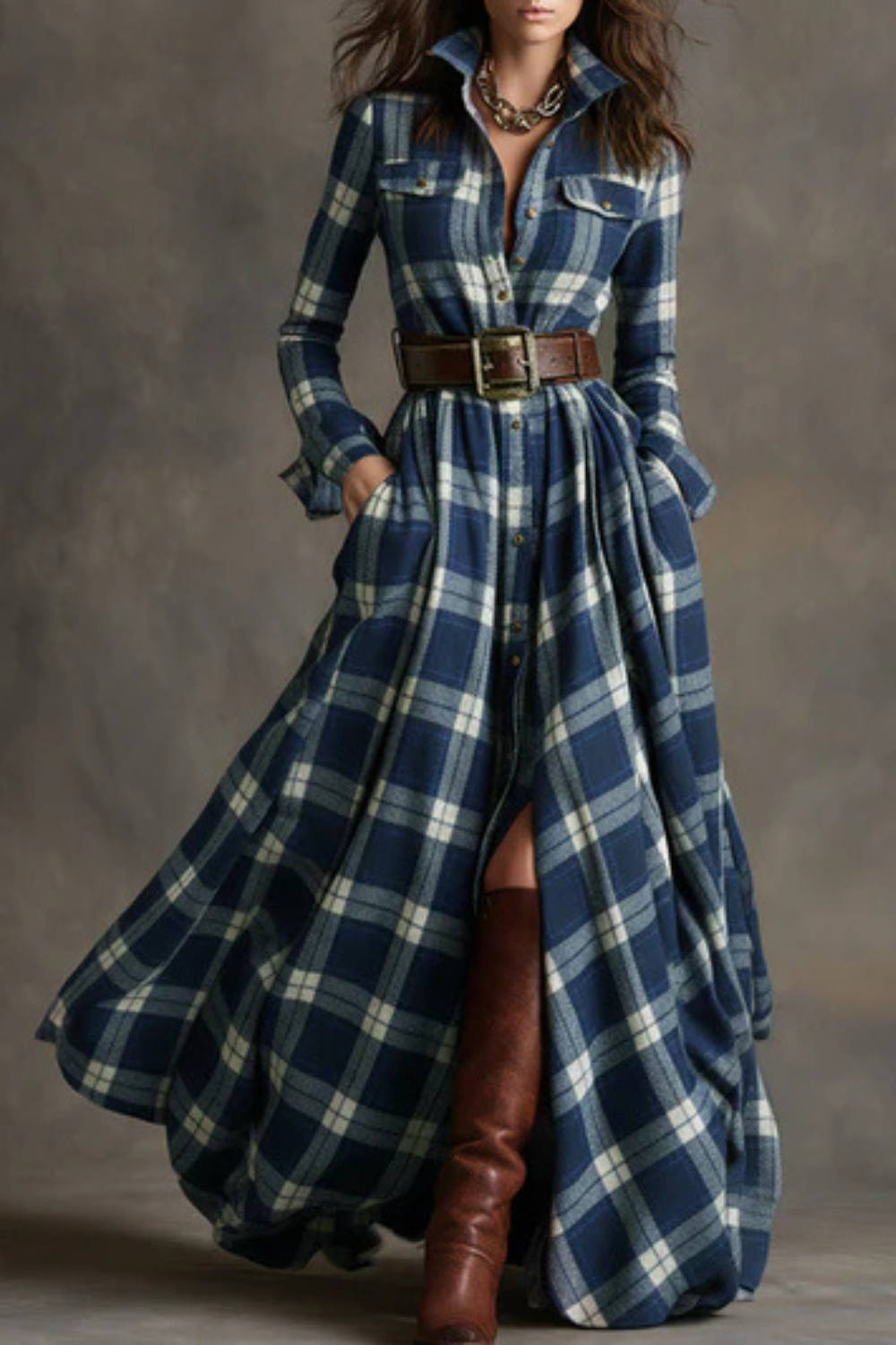 Velerine – Highland charm – Plaid maxi shirt dress