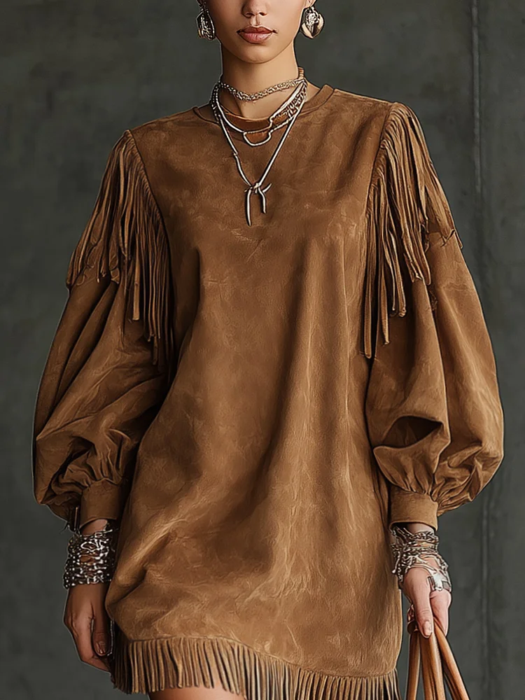 Marzella – Suede fringe detail – Mini dress