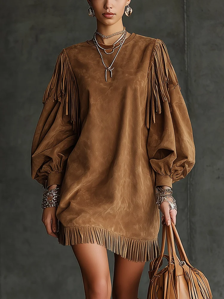 Marzella – Suede fringe detail – Mini dress