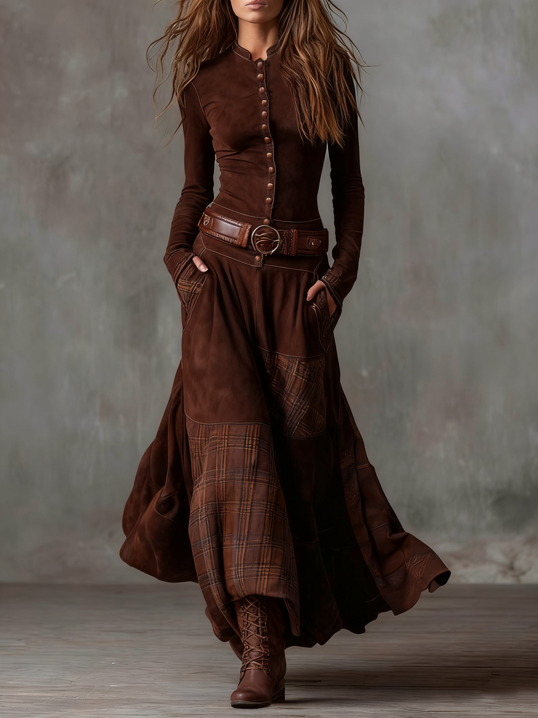 Aveline | Vintage Suede Maxi Dress