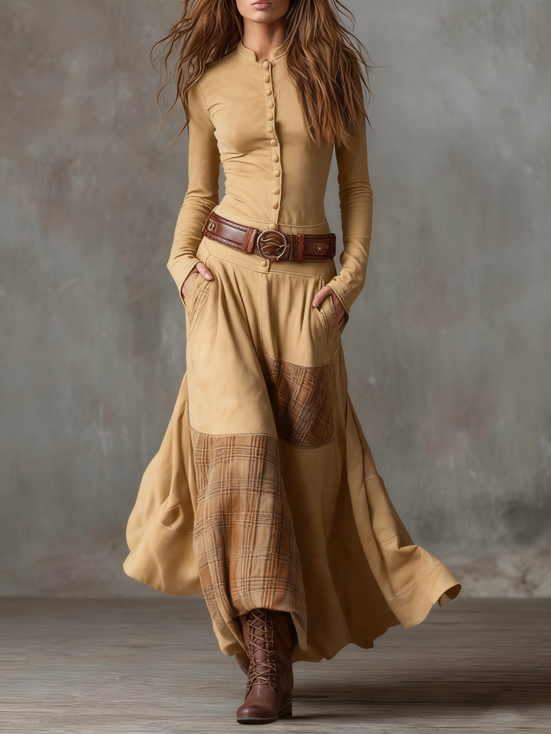 Aveline | Vintage Suede Maxi Dress