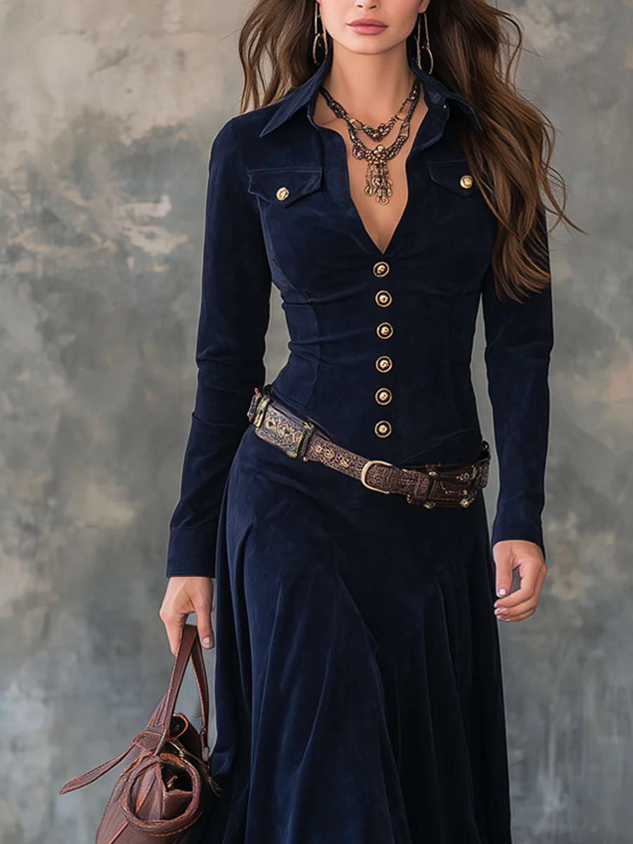 Mirella | Elegant Suede Maxi Dress