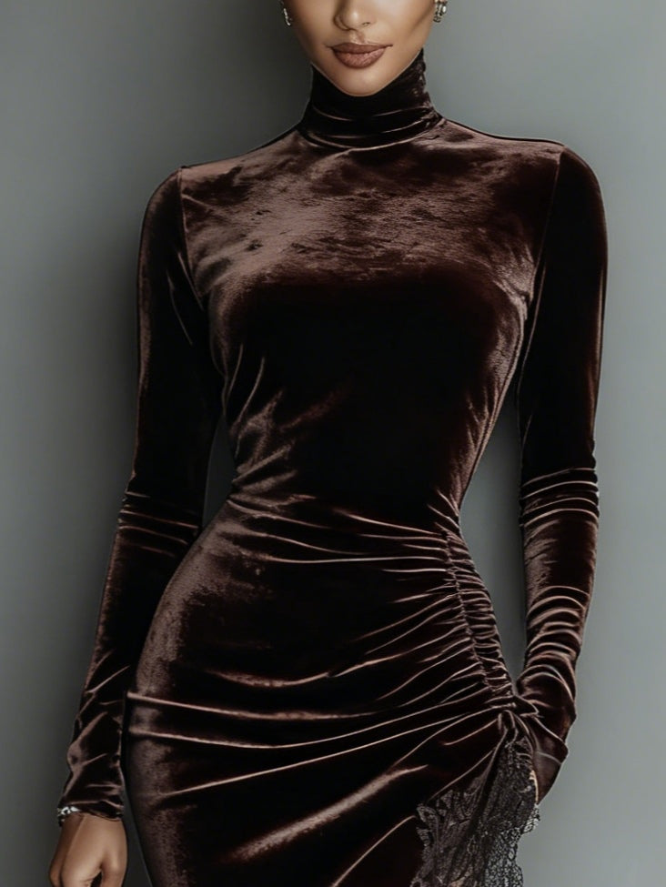 Cora | Velvet Lace Evening Gown