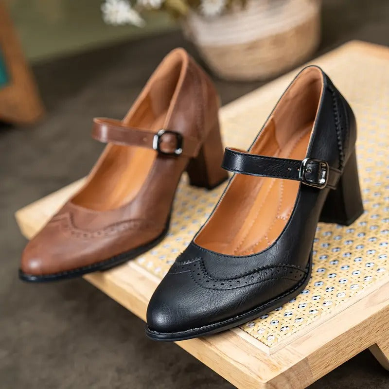 Aurora | High-Heeled Leather Shoes with Buckle