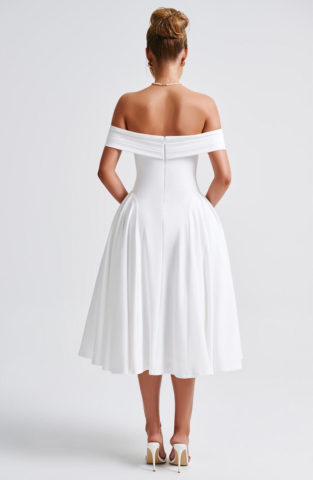 Mira | Off-Shoulder Pleated Midi Dress