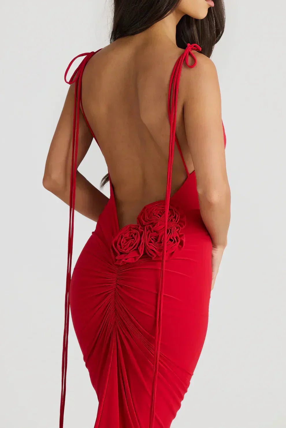 Jasira | Backless Rose Maxi Dress