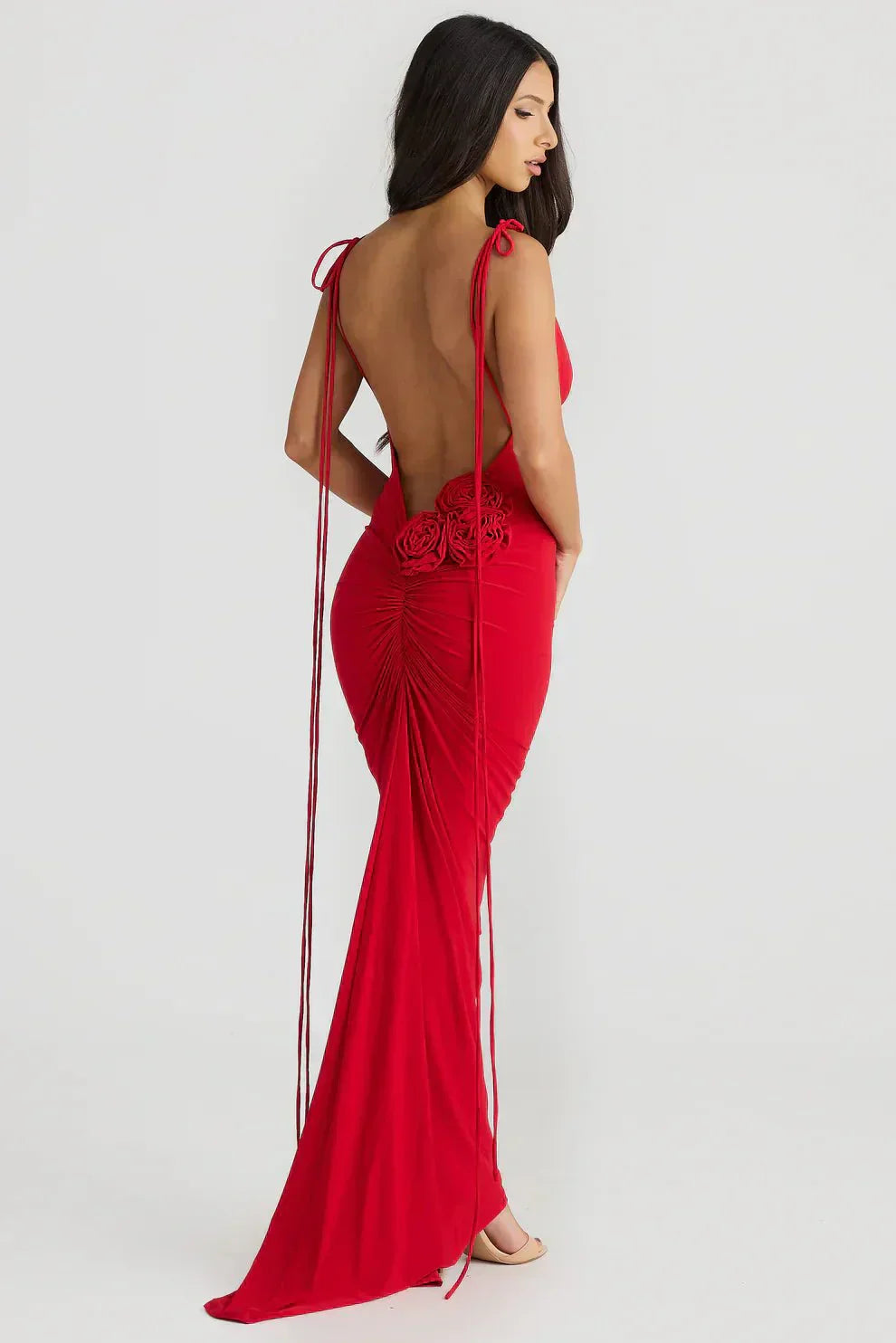 Jasira | Backless Rose Maxi Dress